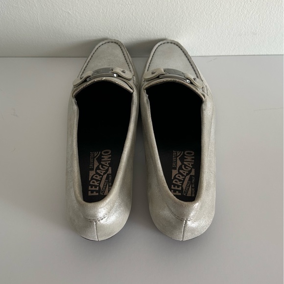 Salvatore Ferragamo | silver suede loafers - Picture 10 of 11